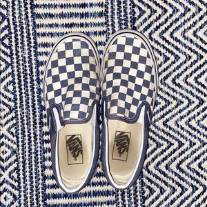 blue and white checkered vans